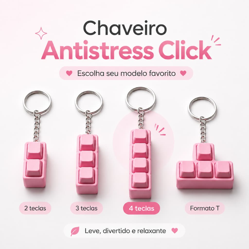 Chaveiro Fidget Toy Tetris Teclado Mecânico Click Antistress