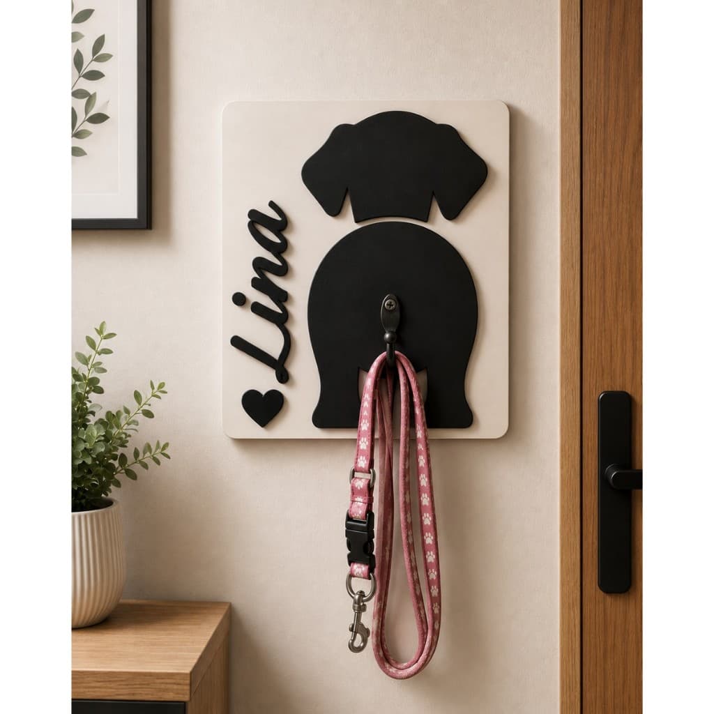 Porta Coleira Pet Personalizado – Suporte para Coleira e Guia
