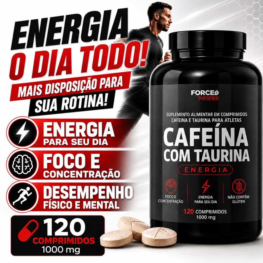 CAFEÍNA Termogênico  Pré Treino com Taurina Termogênica 120 comprimidos - POTE PARA 60 DIAS USO