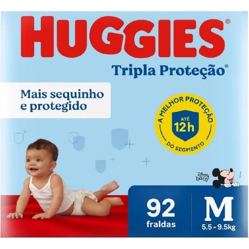 Fralda Descartável Huggies Tripla Proteção M- Máxima Proteção e Liberdade de Movimento