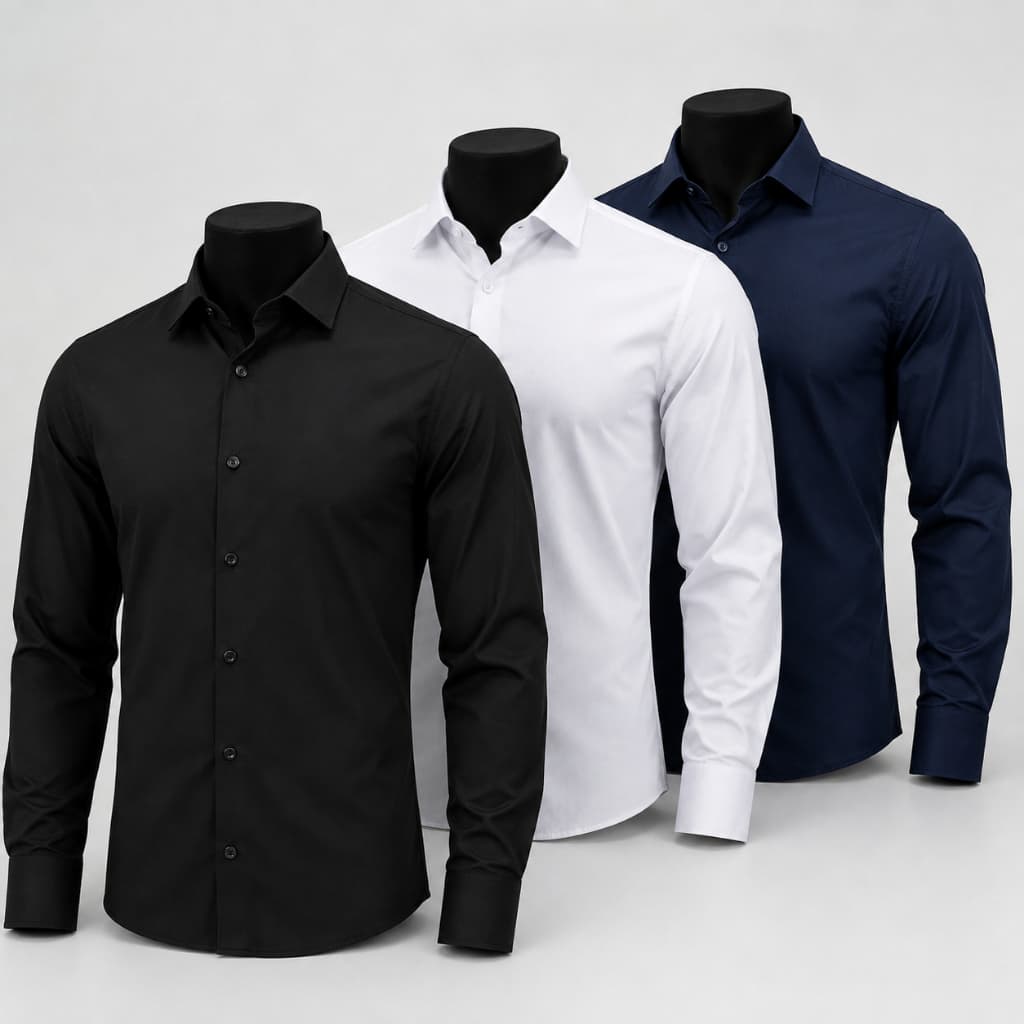 Kit 3 Camisa Social Manga Longa Masculina Lisa Slim Camiseta Blusa Luxo Masculina Social