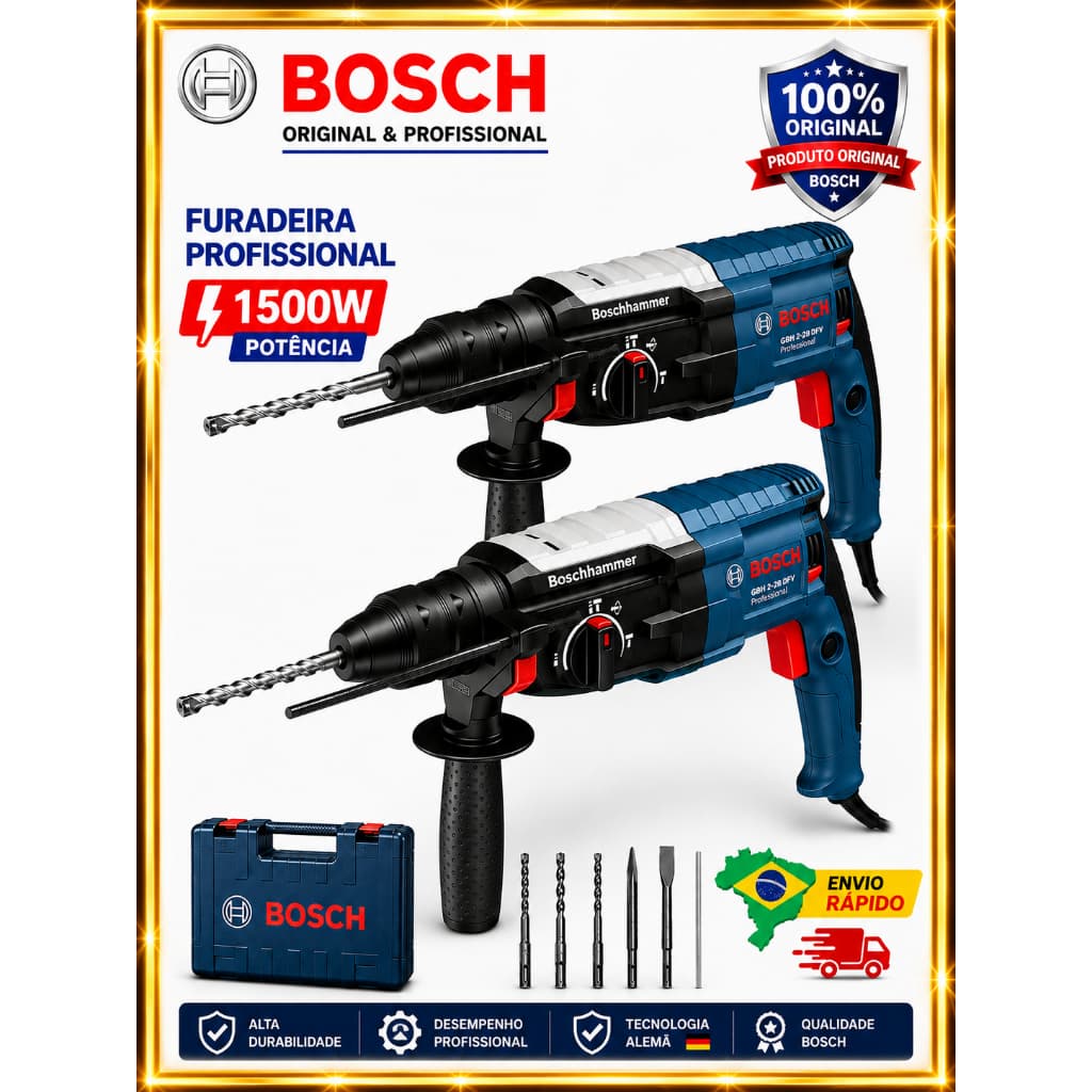 Furadeira De Impacto Martelete Rotativo Rompedor 1500W furadeira parafusadeira Bosch Original 100%
