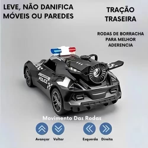 Carro de Polícia Controle Remoto com Efeito de Fumaça, Carrinho de Corrida Recarregável Brinquedo Infantil