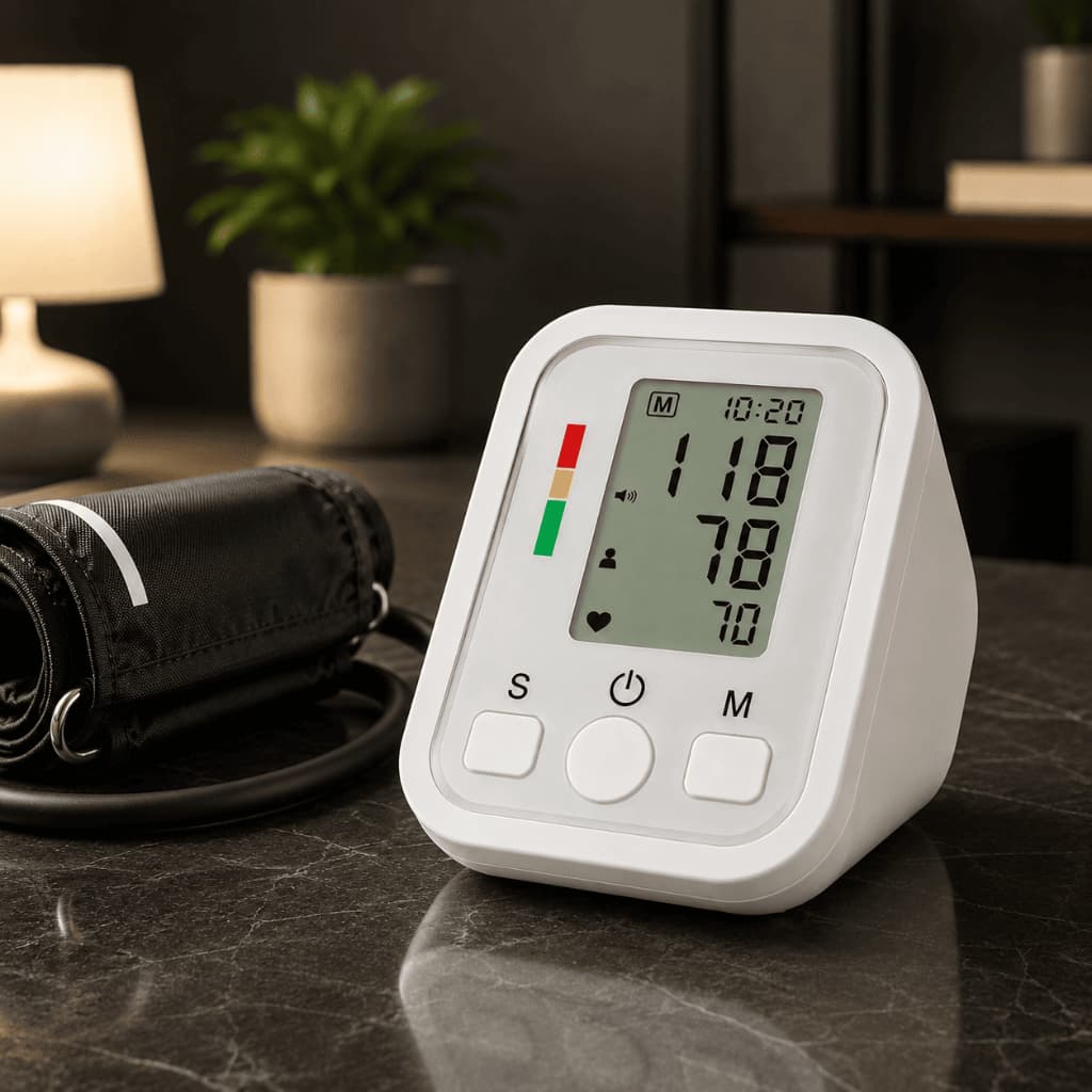 Aparelho Pressão Arterial Digital LCD com Voz Português Automático Memória 2 Usuários Medidor