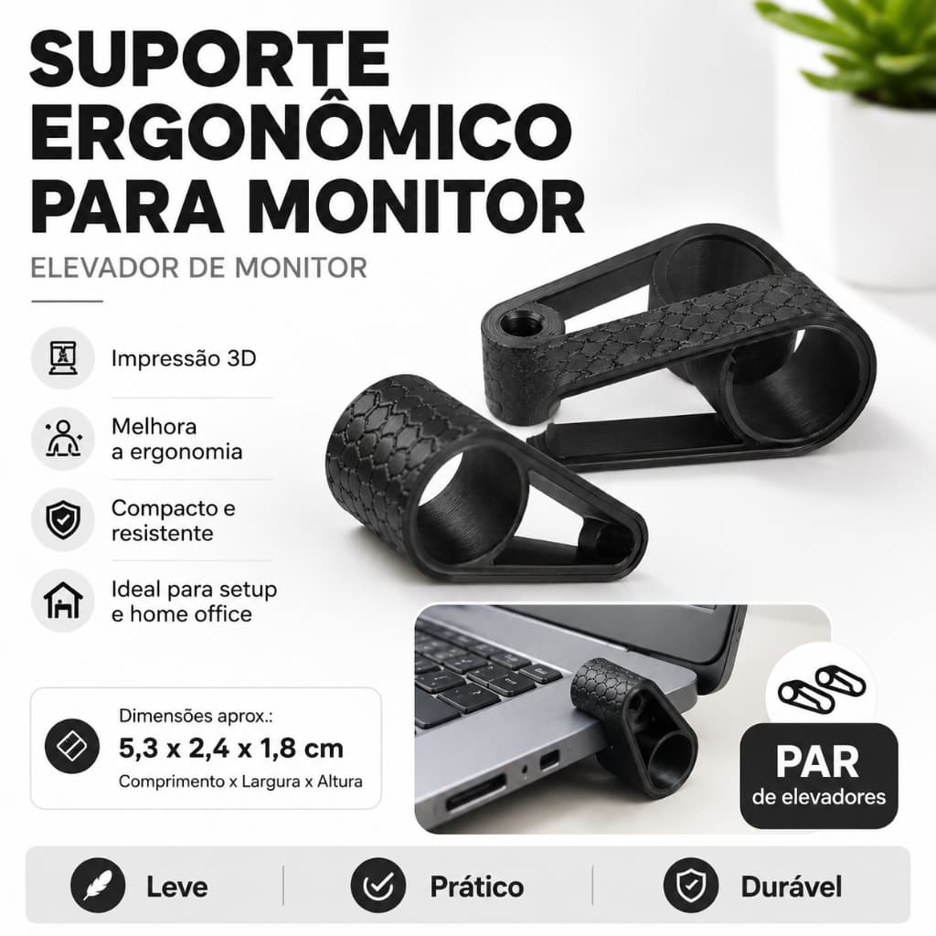 Suporte Ergonômico Elevador para Monitor e Notebook 3D | laptop stand | notebook stand | setup gamer | home office