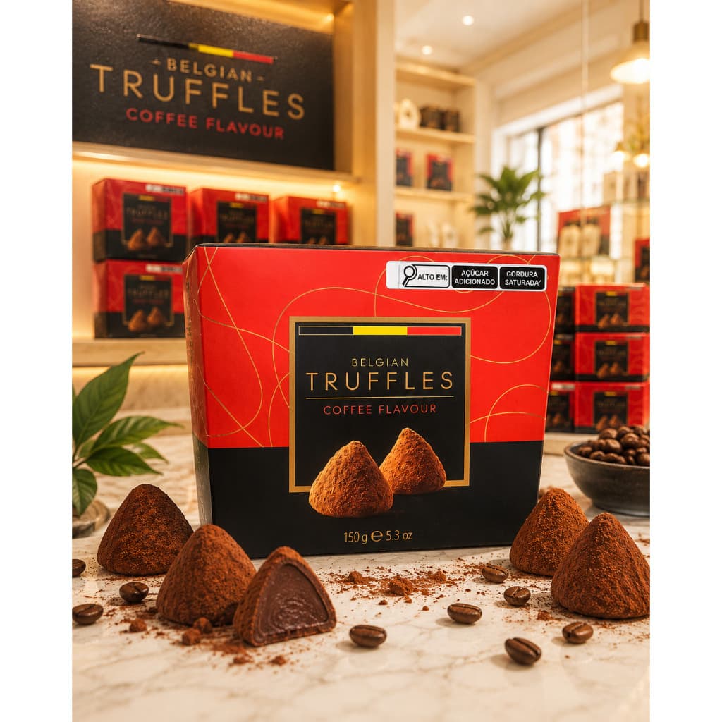 Belgian Truffles Coffee 150g | Trufas Belgas Sabor Café | Chocolate Importado Premium