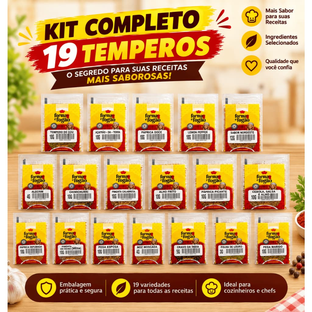 Temperos Naturais 19 Temperos Variados – Mais Sabor para Carnes, Frango, Saladas e Receitas