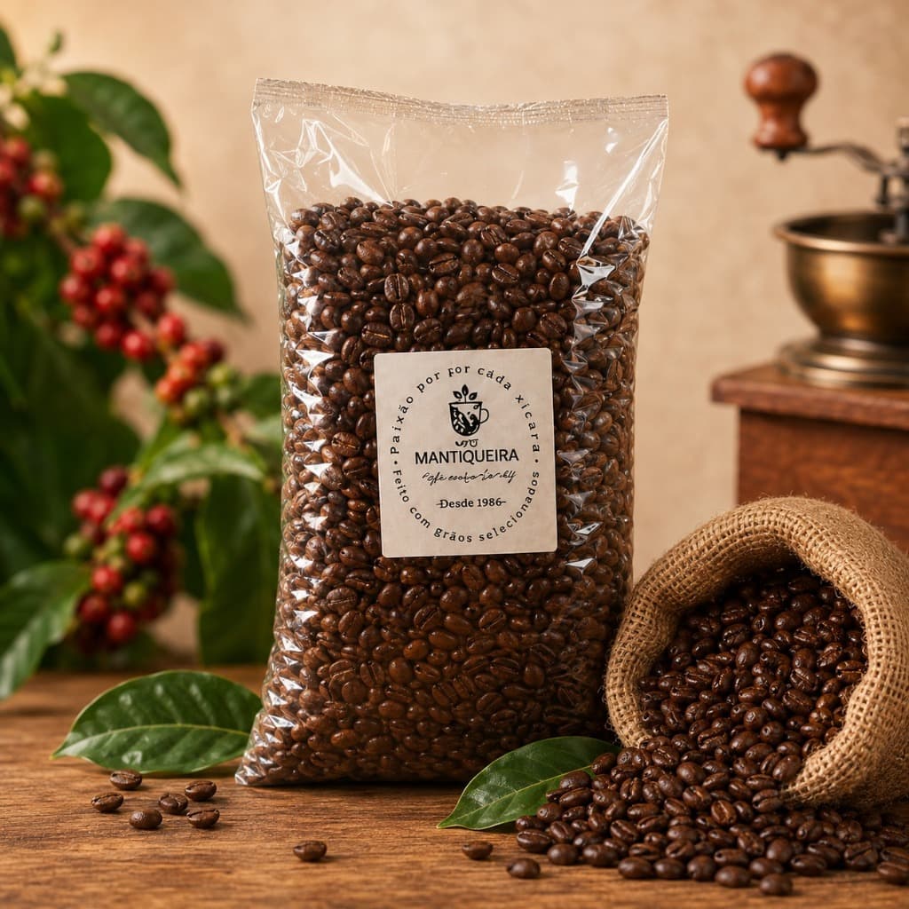 Café Torrado em Grãos 500g 100% Arábica Mantiqueira Tradicional ou Extraforte Torra Média ou Escura
