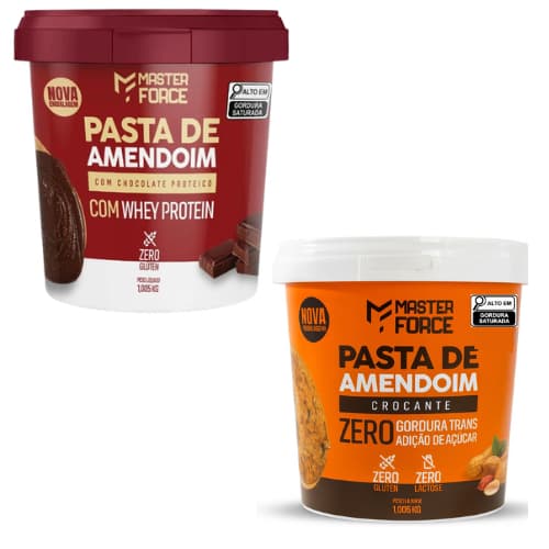 Kit 2 Pasta de Amendoim Master Force 1,005kg cada  – Crocante + Chocolate com Whey Protein
