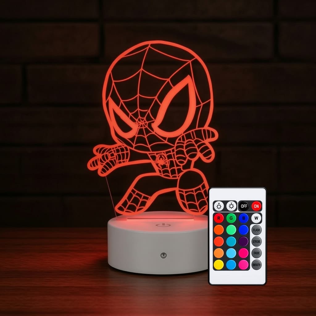 Luminária Led 3d | Homem Aranha Baby  Abajur Presente Criativo Decoração Multicores