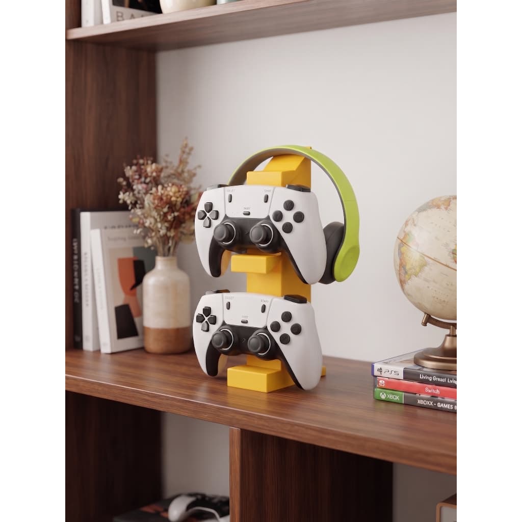 Suporte Gamer para Controle PS4 PS5 Xbox + Porta Fone Headset | Organizador de Videogame