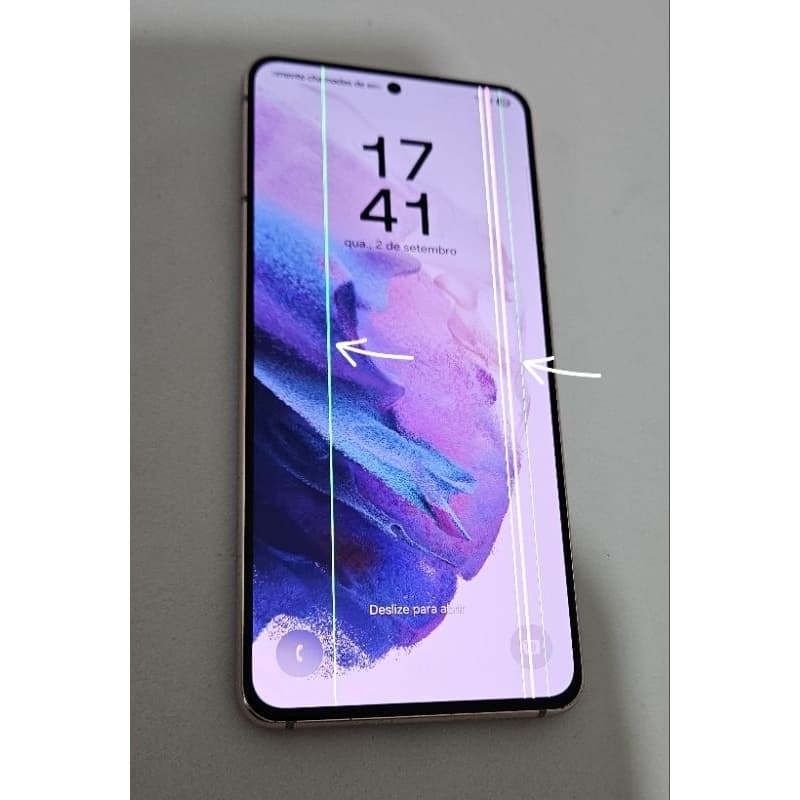 Samsung Galaxy S21 5G 128GB Violeta (USADO COM VÁRIAS LINHAS VERTICAIS)