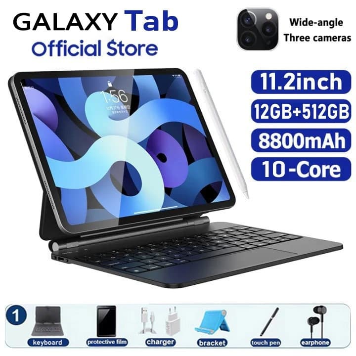 Pad 11 Tablet Android Tela Grande 10.5 FHD 16+512GB WiFi 5G Uso Trabalho Estudo 8800mah