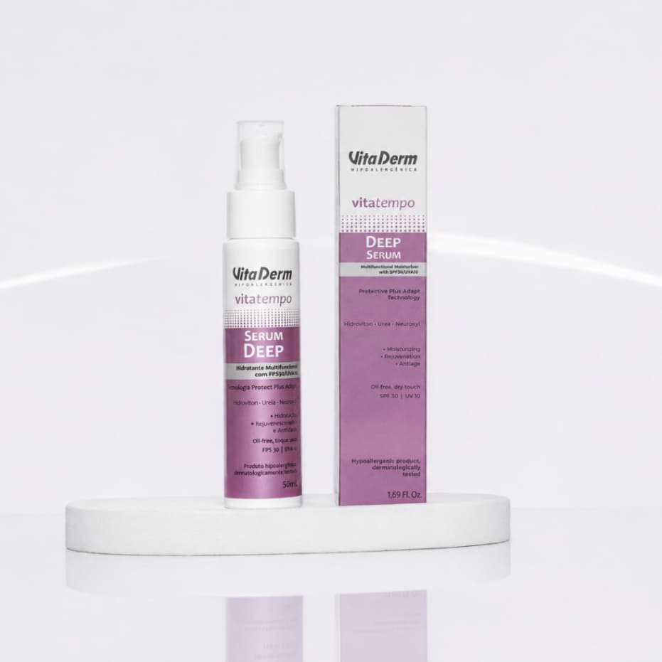 Vita Tempo Serum Deep VitaDerm Protetor Solar Facial FPS 30 UVA 10 50 ml