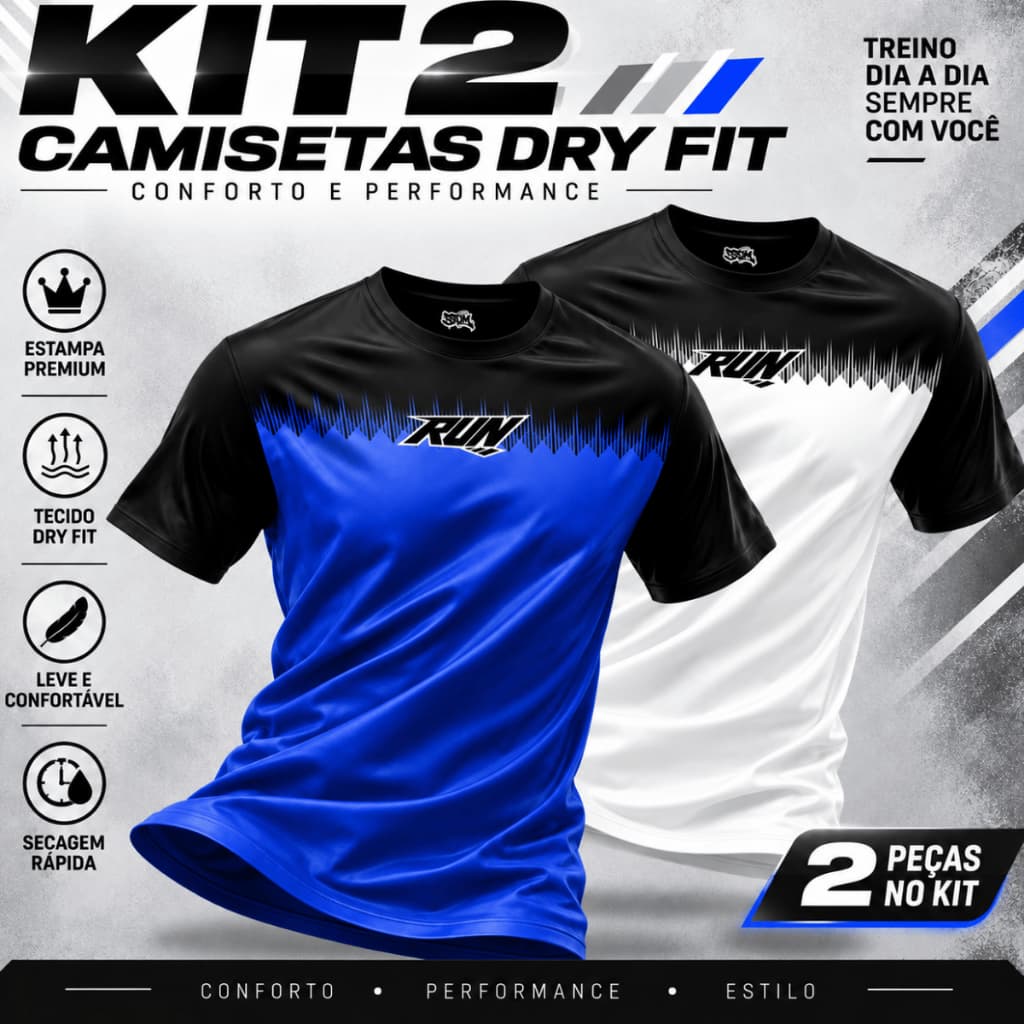 Kit 2 Camisetas Dry Fit Masculina Academia Musculação Treino Corrida Crossfit Cores Variadas