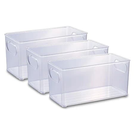 Kit Organizador Compacto Transparente para Geladeira Multiuso Armário Despensa Cozinha