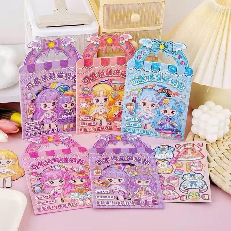 Kit Princesas Magnética Boneca De Vestir Com Diversos Vestidos Acessórios Montar Looks Criativo