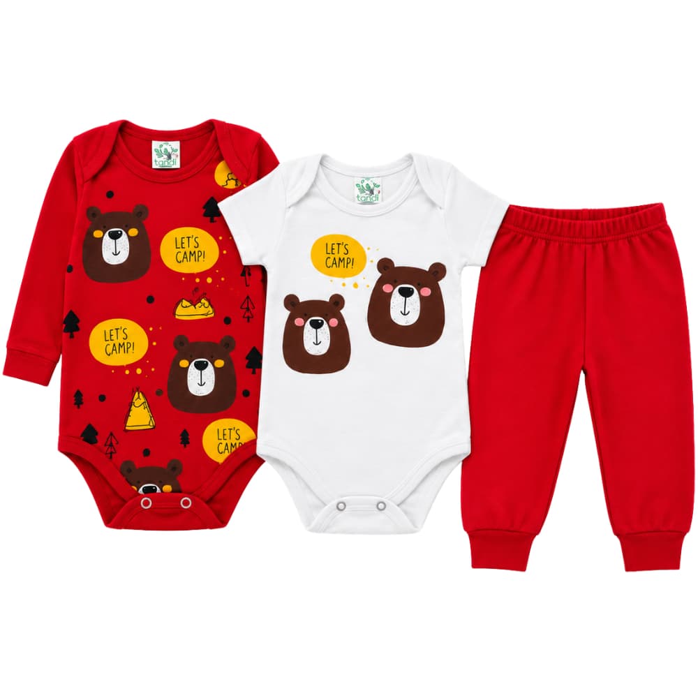 Kit Body Bebê Manga Curta + Calça 6 9 12 Peças Menino 100% Algodão Enxoval Infantil