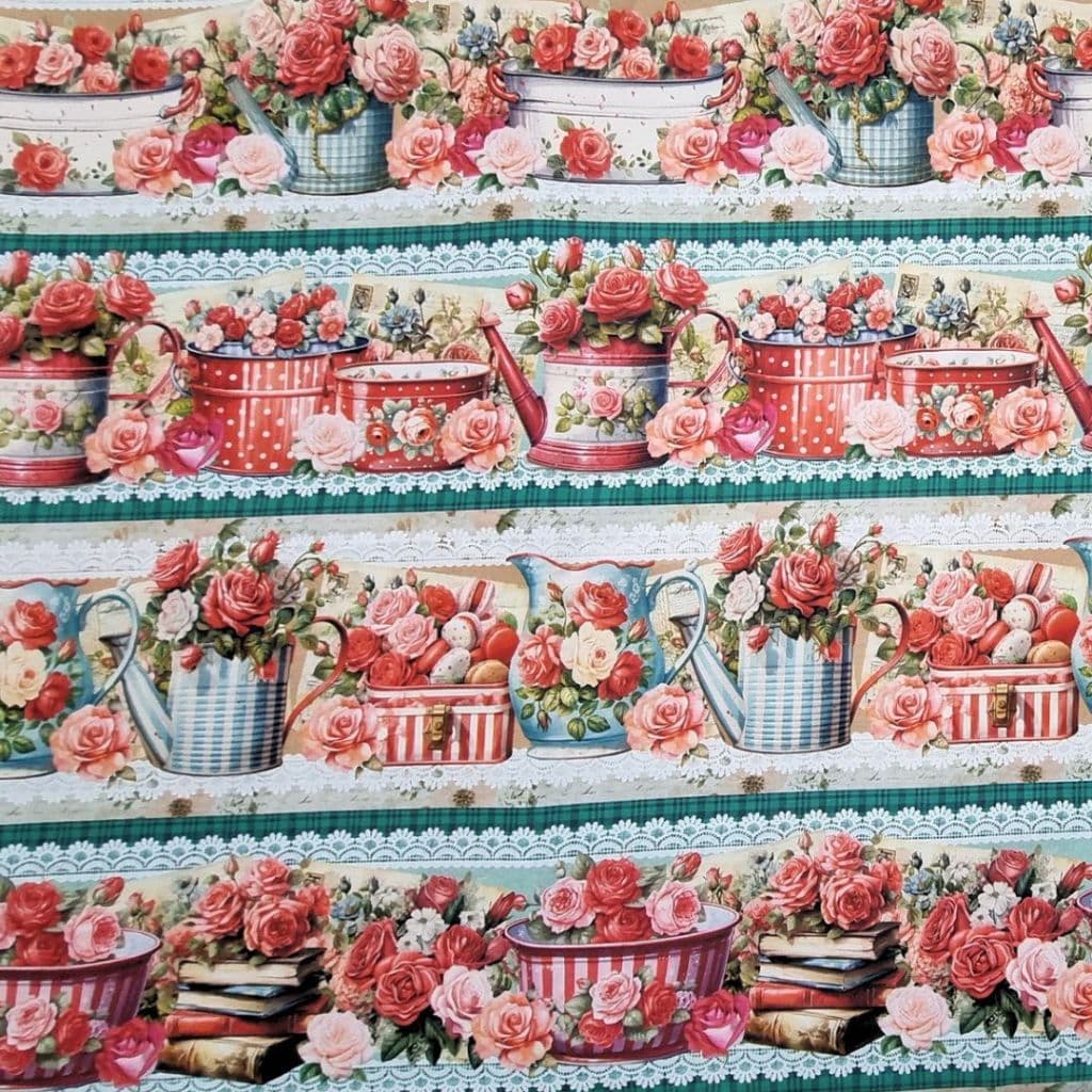 Tecido Patchwork Digital (60 cm) Barrado Jardim de Rosas RV40/64