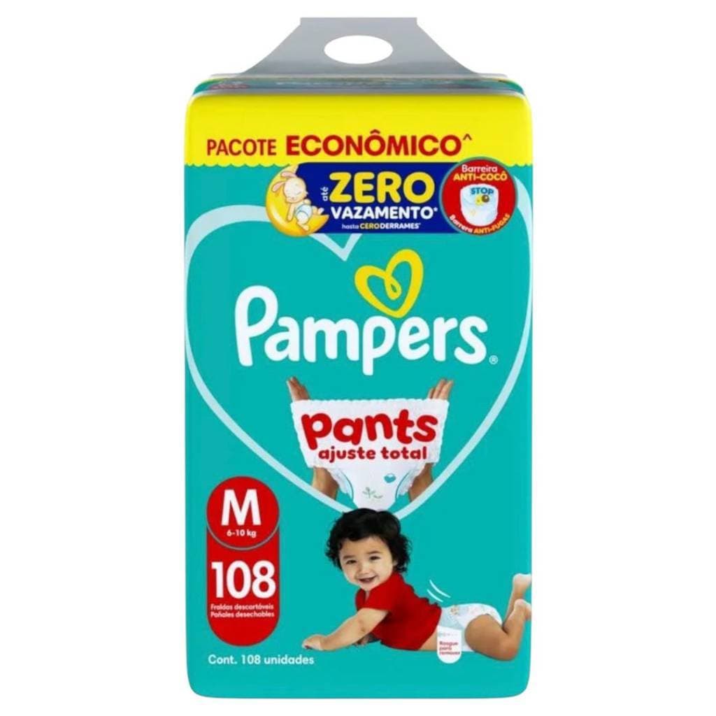 Fralda Pampers Pants Ajuste Total Tam M com 108 Unidades