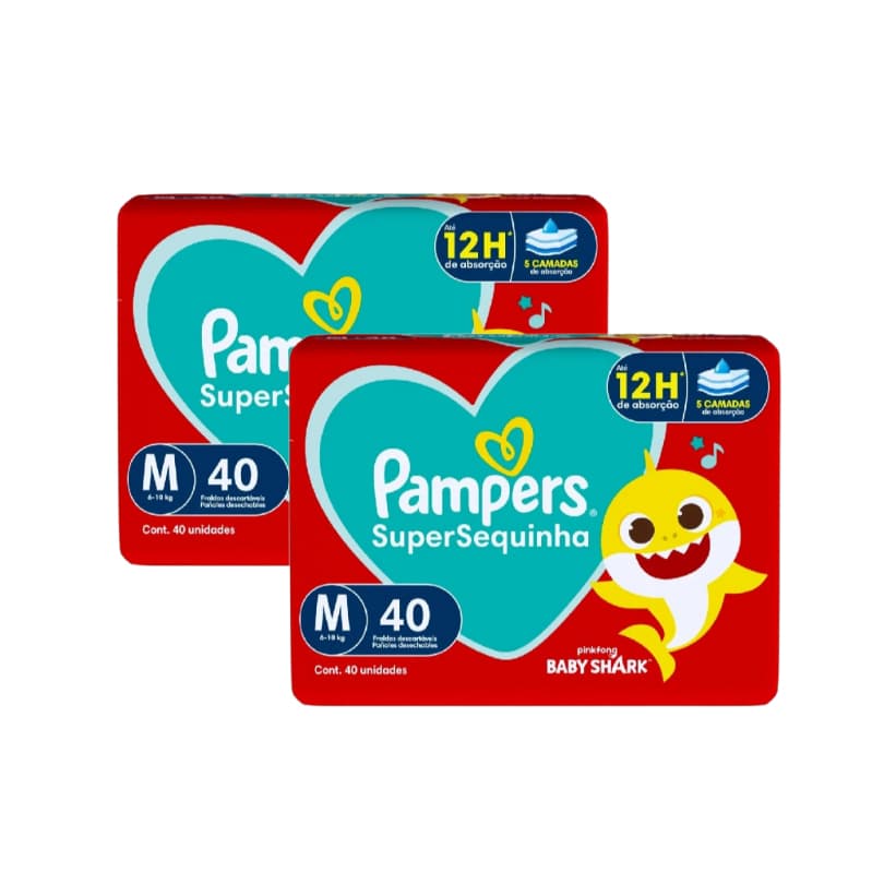 Kit 2 Pacotes Fralda Pampers SuperSequinha M 40un - Total 80un