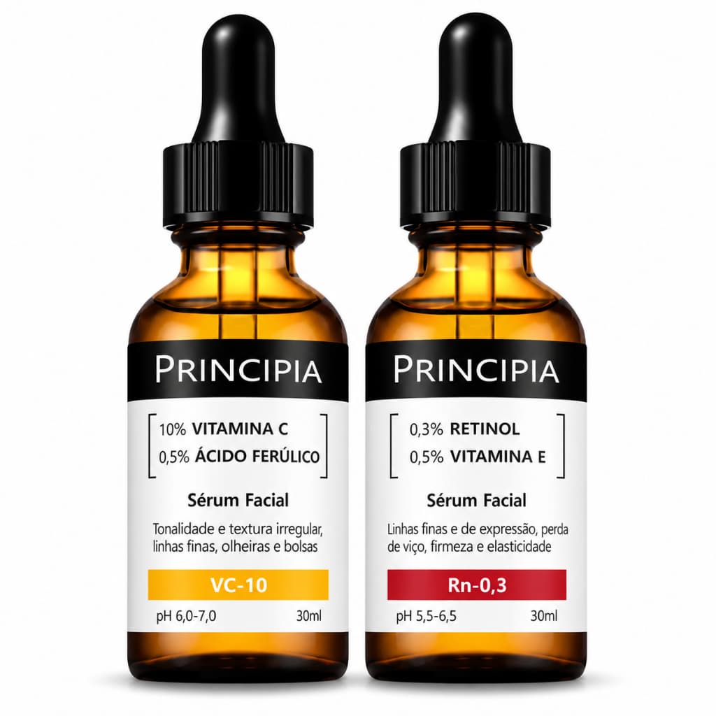 Kit Sérum Facial Vitamina C + Retinol Anti-idade Antissinais Manchas Rotina Skincare Dia e Noite