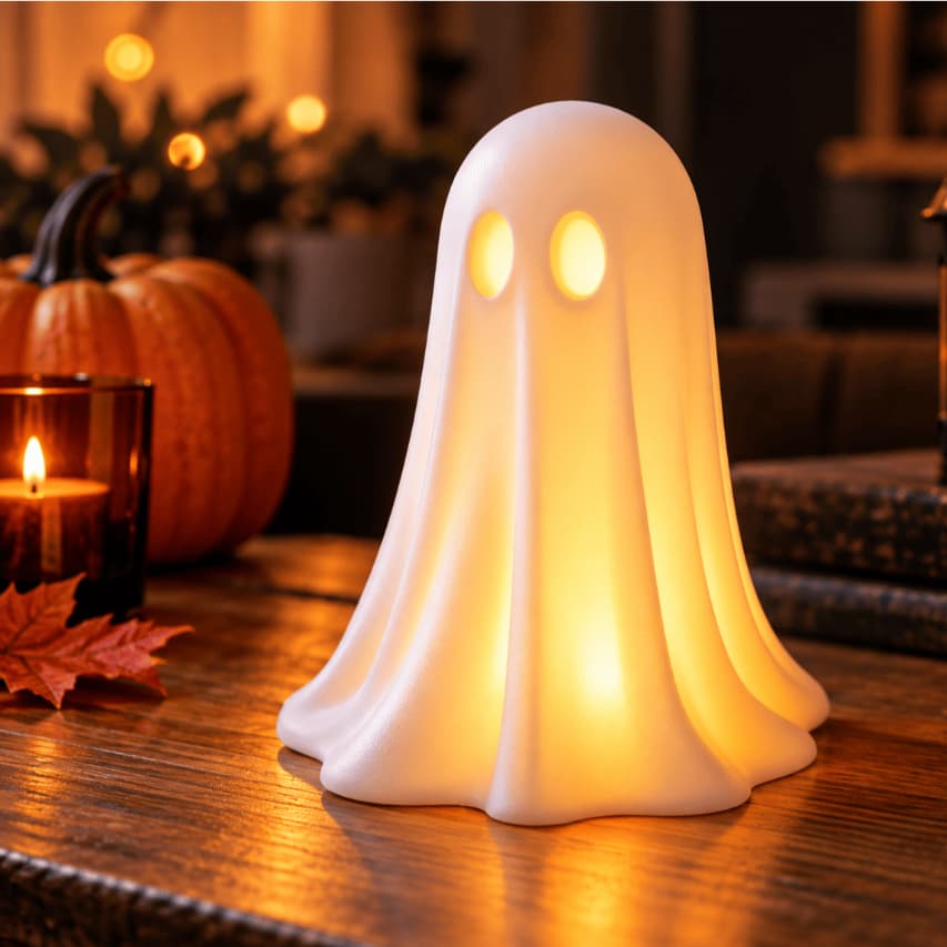 Luminária FaLuminária Fantasma Halloween LED 3D Decoração Dia das Bruxas 10cmntasma Halloween LED 3D Decoração Dia das B