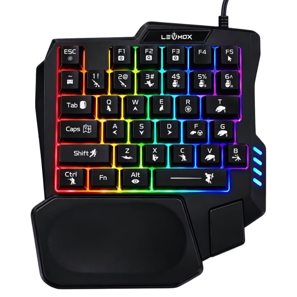 Teclado Gamer 36 Teclas Uma Mão USB Iluminado RGB Compacto Para PC Notebook Jogos Setup Gamer