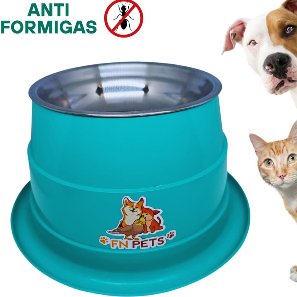 Comedouro Bebedouro Inox Antiformiga Elevado para Cachorro e Gato Tigela Removível Água e Ração