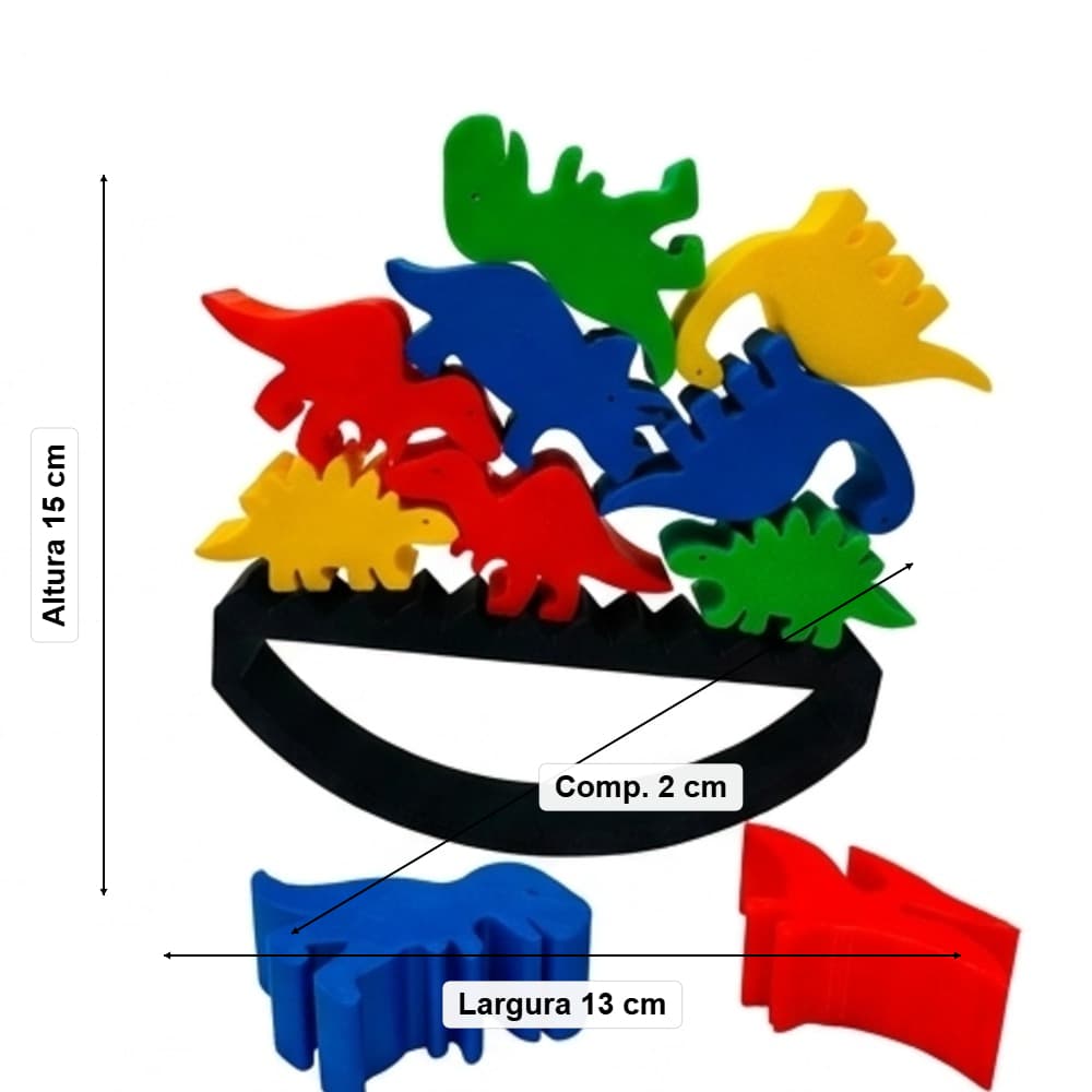 Dinossauros Empilháveis para Crianças Brincadeiras Divertidas e Educativas Brinquedo Educativo Kit 10 Cores Vibrantes