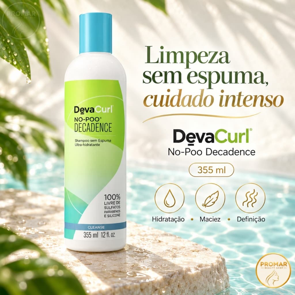 Shampoo DevaCurl No-Poo Decadence 355ml Cabelos Crespos 3C 4ABC Sem Espuma Ultra-Hidratante Limpeza Suave