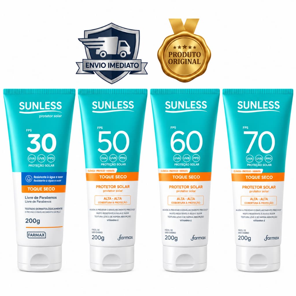 Protetor Solar Corporal e Facial 200g Sunless Farmax Toque Seco e Pele Protegida
