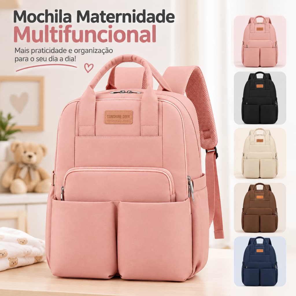 Mochila Bolsa Maternidade Impermeável Porta mamadeira Fralda Impermeável