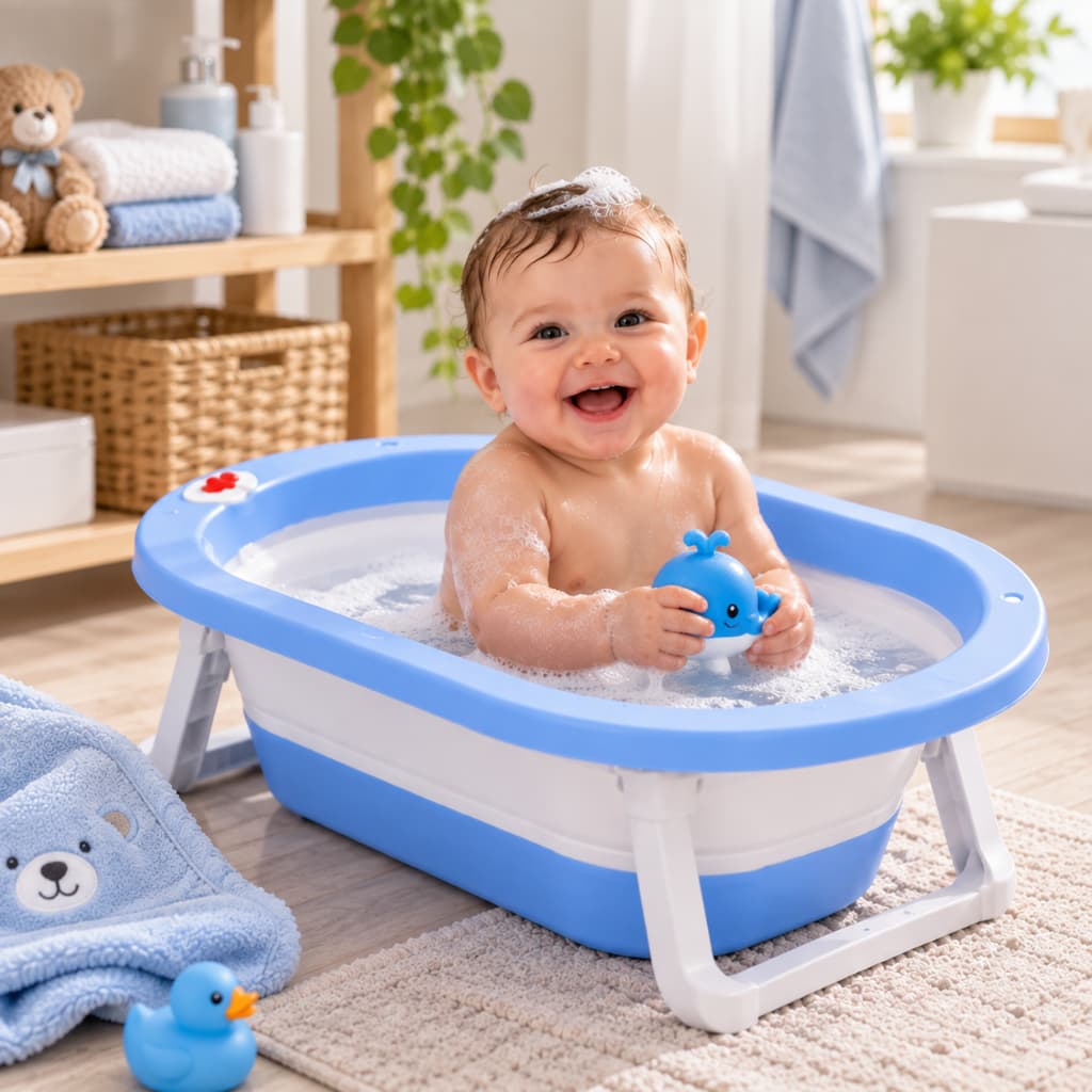 Banheira Bebê Retrátil Dobrável Super Resistente Compacta Prática Banho 34 Litros