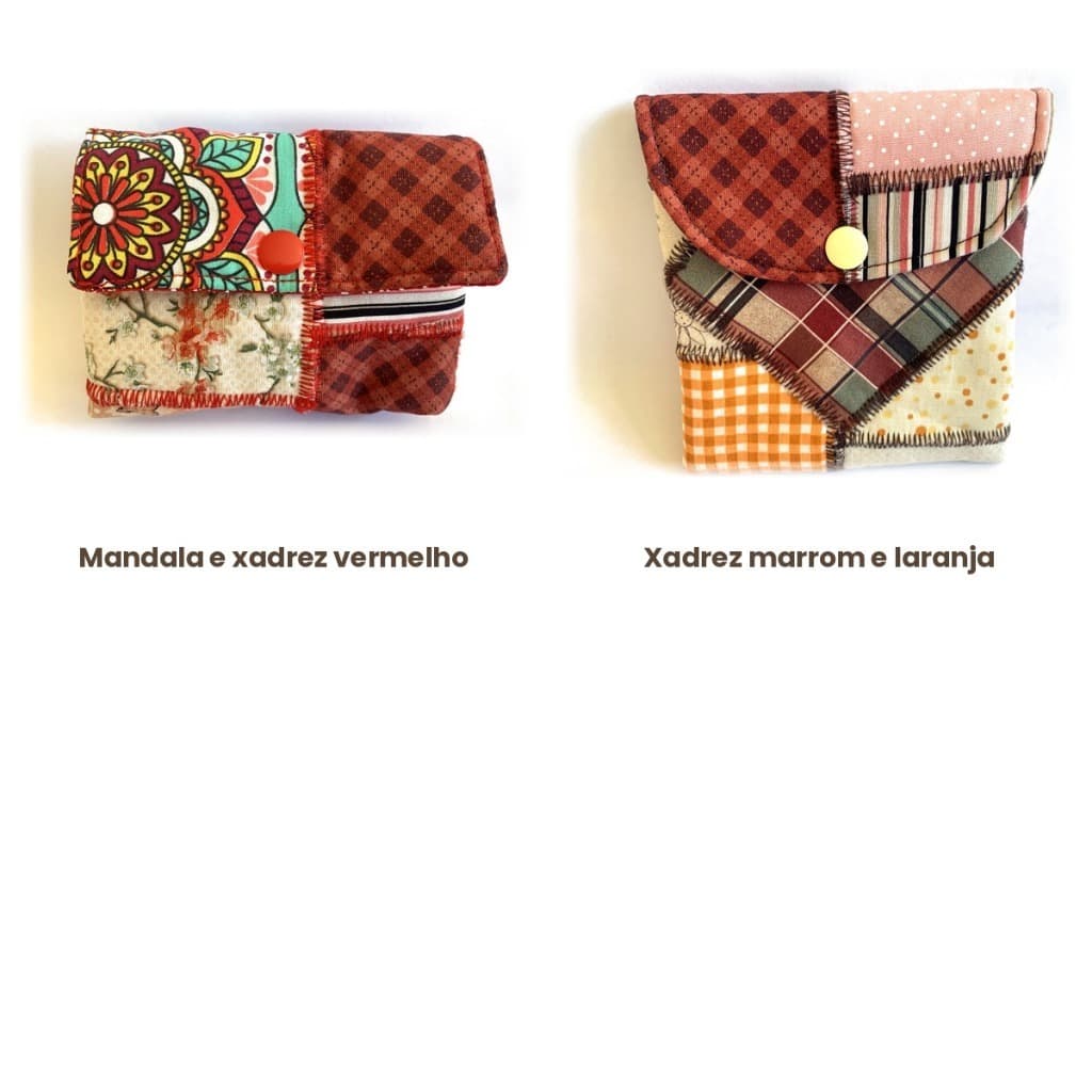 Porta Moedas de Tecido Patchwork Artesanal Niqueleira com Botão de Pressão Pronta Entrega