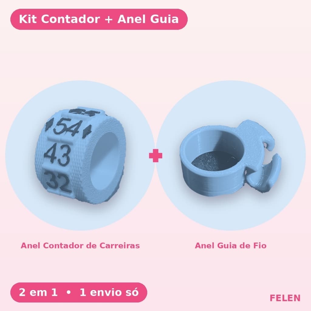 Kit Anel Contador de Carreiras + Anel Guia de Fio Crochê Tricô Amigurumi 2 em 1