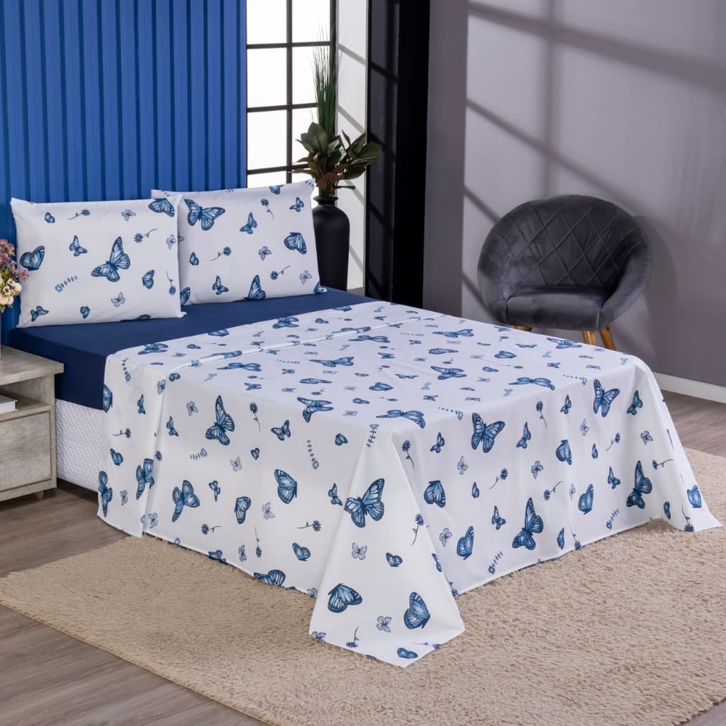 Jogo De Cama Lençol 4 Peças Percal Casal Queen King 100% Algodão