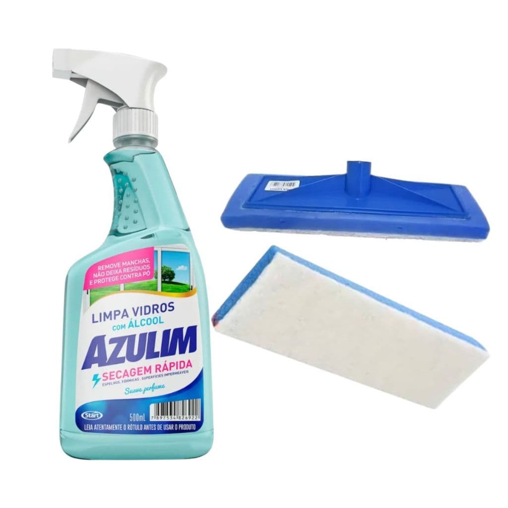 Kit Limpa Vidro Spray + Espuma Limpa Vidro Janela Remove Manchas de Vidro Janela Box Carro Espelho