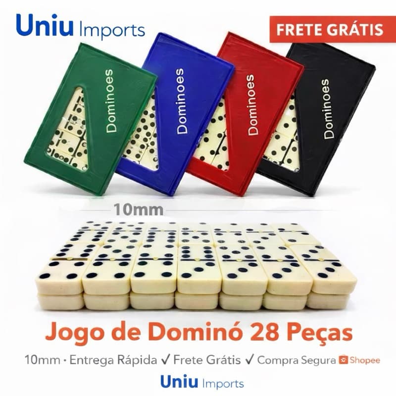 Jogo de Dominó 28 peças Clássico de osso Branco Jogatina em Família Jogo de Mesa Tabuleiro Estratégia