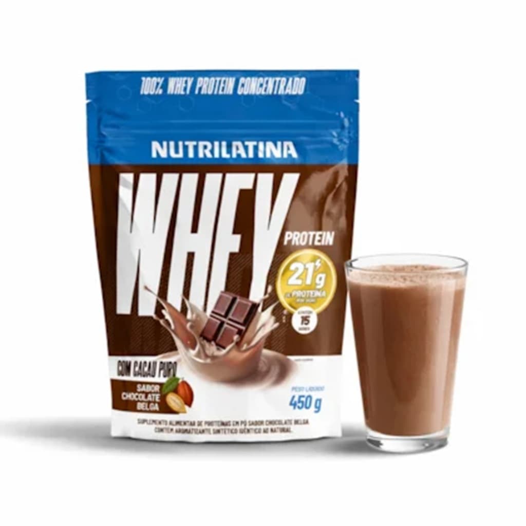 100% Whey Protein Concentrado 450g Nutrilatina Chocolate