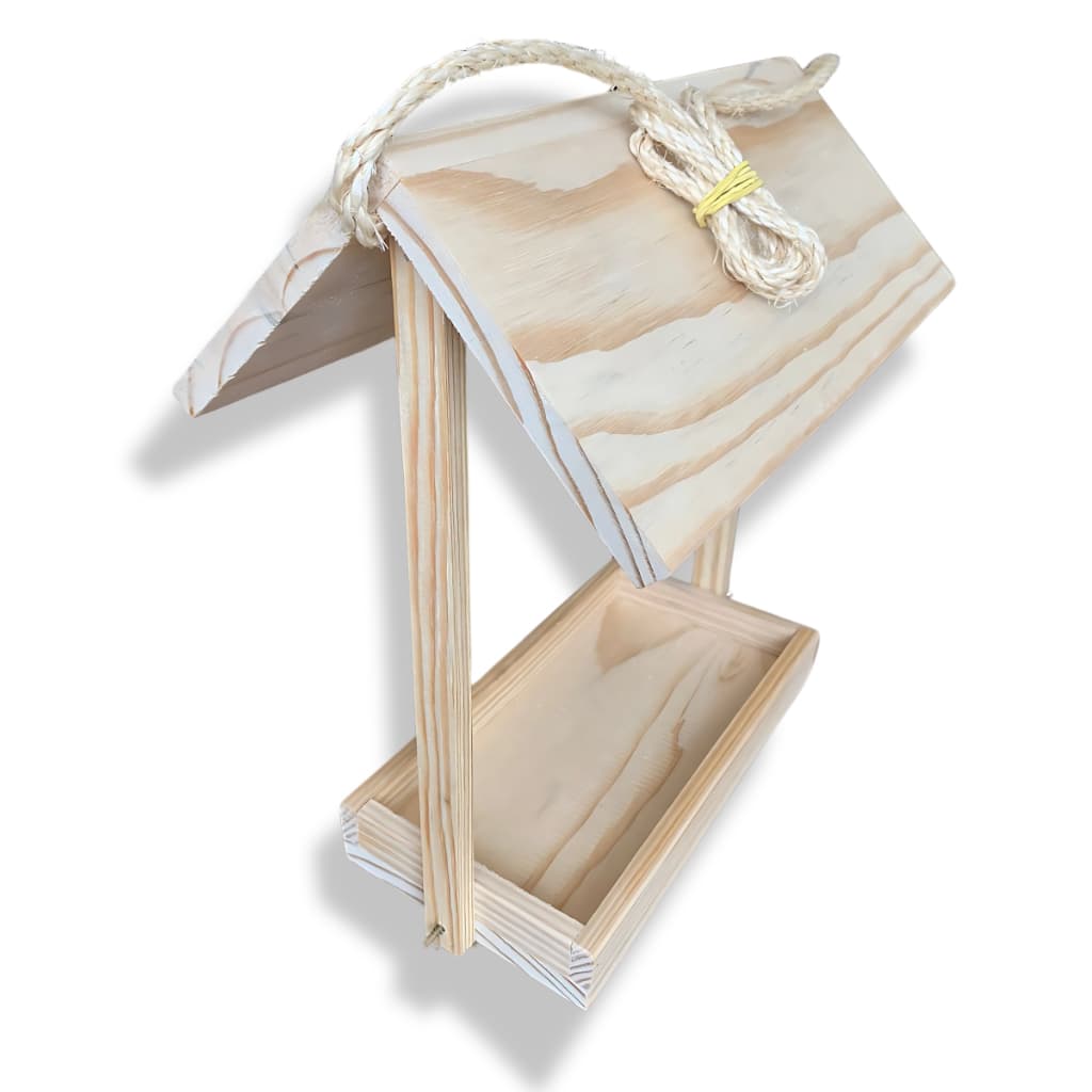 Casinha de Passarinho Madeira Pinus Comedouro para Pássaros Livres 33x30cm