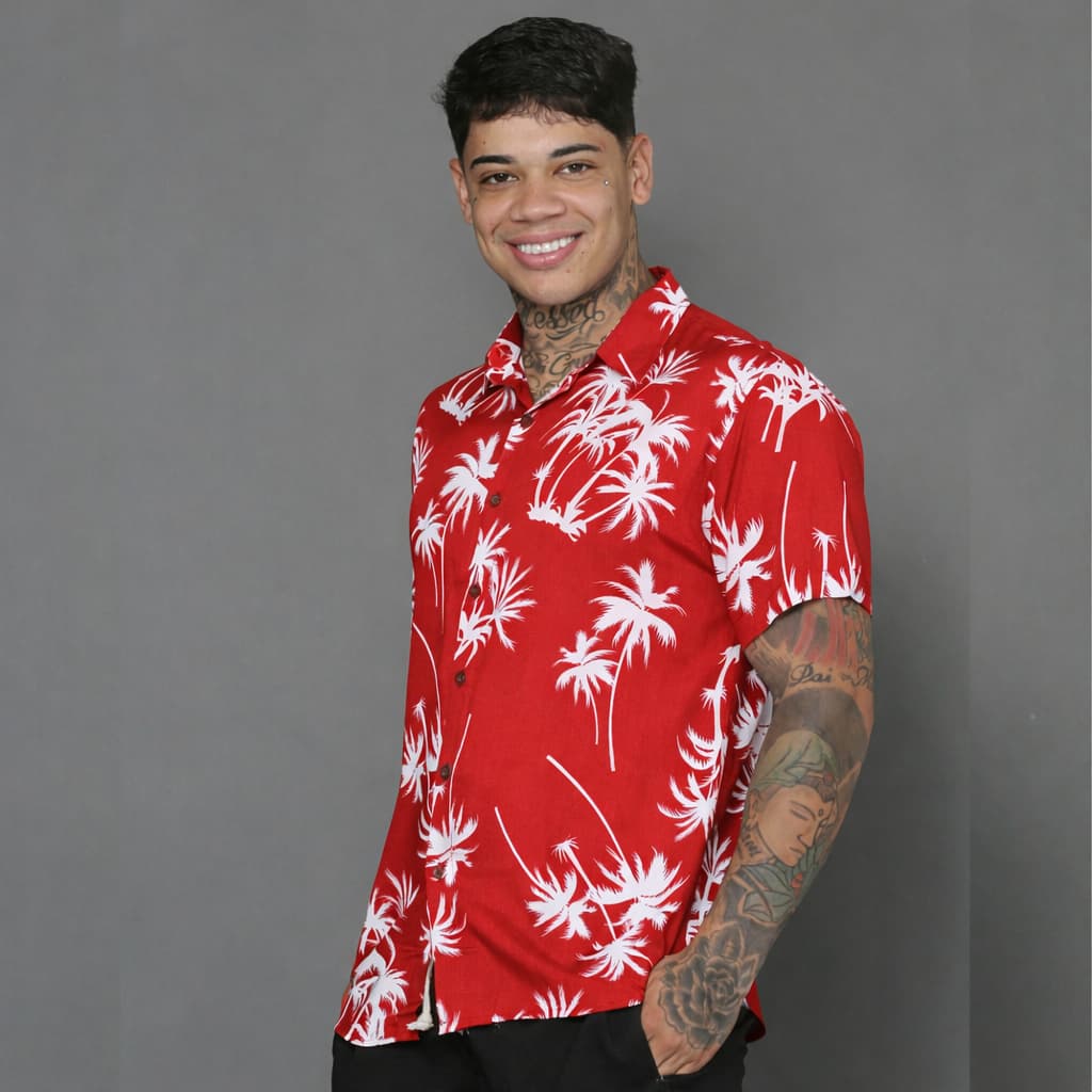 Camisa Hawaiana Masculina Manga Curta Social Floral Florida Slim Verao Moda Praia