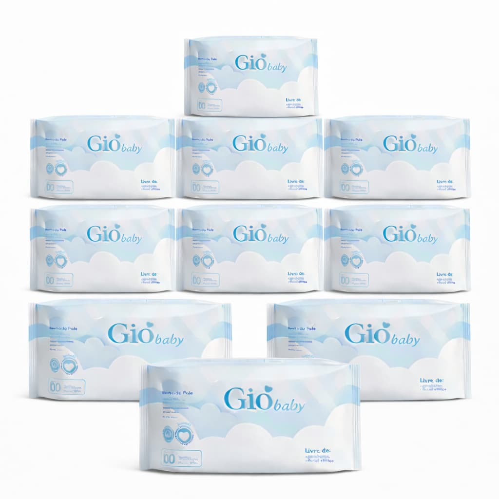 Kit 20 Toalhas Umedecidas GIO BABY 100 Folhas 98% Água 19x13