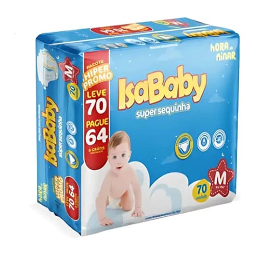 Fralda Isababy Super Sequinha M-70 G-60 XG-50 XXG-40 P-80