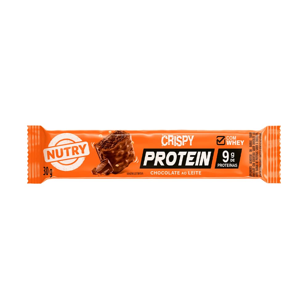 Barra De Proteínas Nutry Crispy Protein Chocolate Ao Leite 12 X 30g - Com Whey E 9g De Proteínas