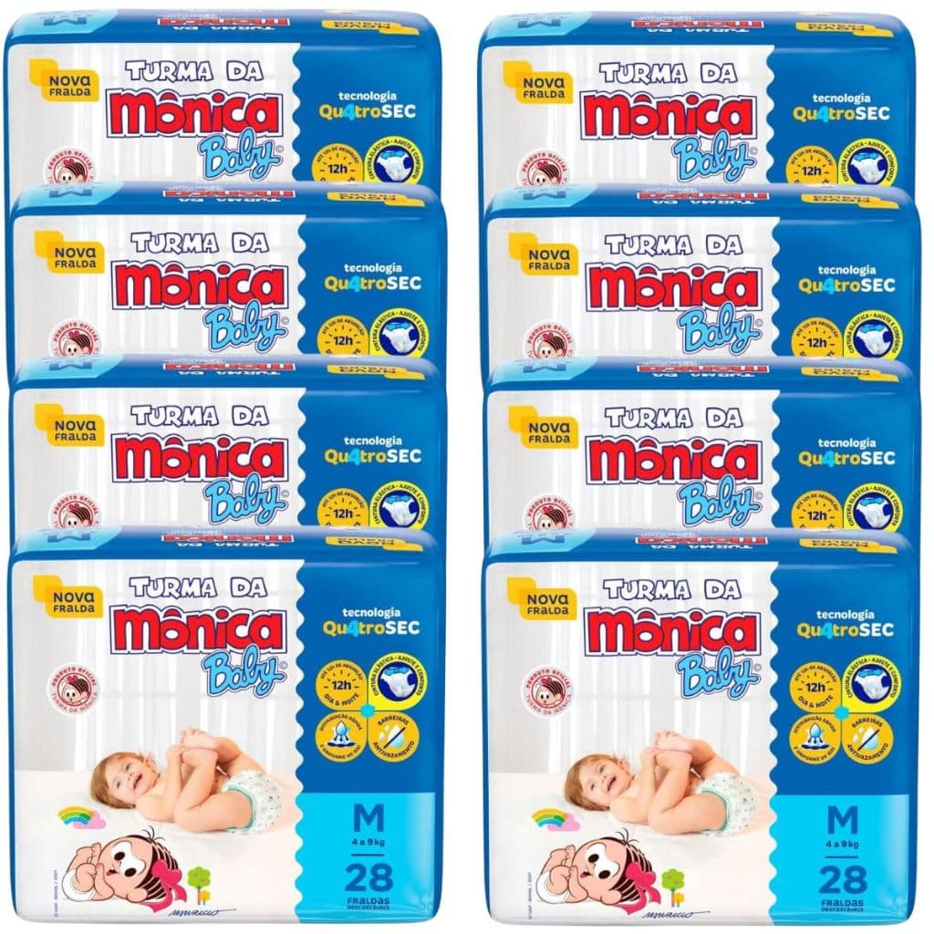 224 Fraldas Descartáveis Turma Da Mônica Baby Tamanho M