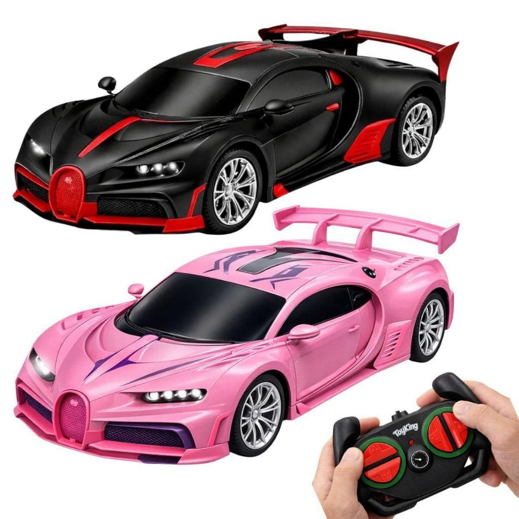 Kit Carrinho de Controle Remoto Recarregável Preto e Rosa Brinquedos Menina Menino