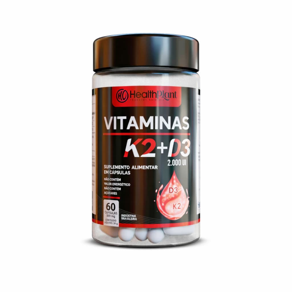 Suplemento em cápsulas  Vitaminas K2 + D3 Menaquinoma Vitaminas Pronto Envio