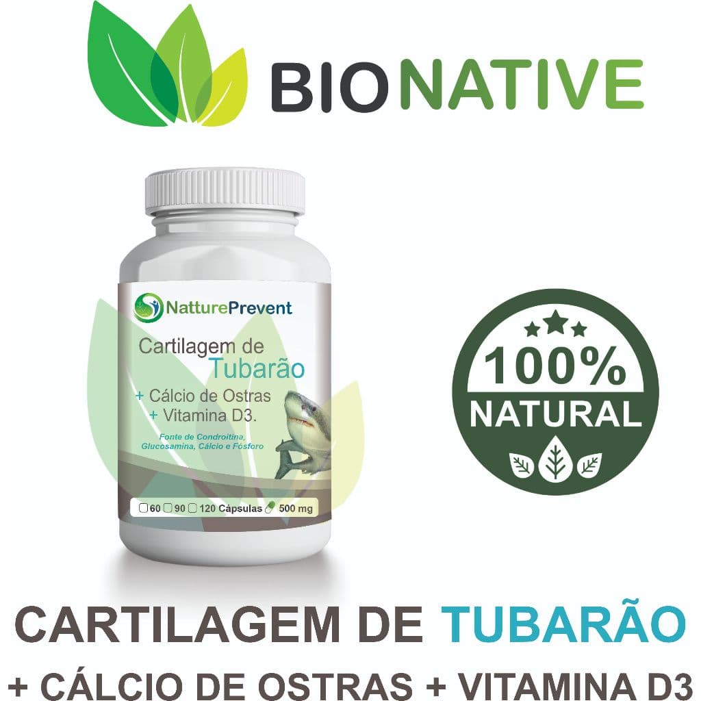 Cartilagem TubarãoVit Cálcio Concha OstraVit Vit D3 ActiveCore 500mg 60 / 90 / 120 Cápsulas - Suplemento - BIONATIVE