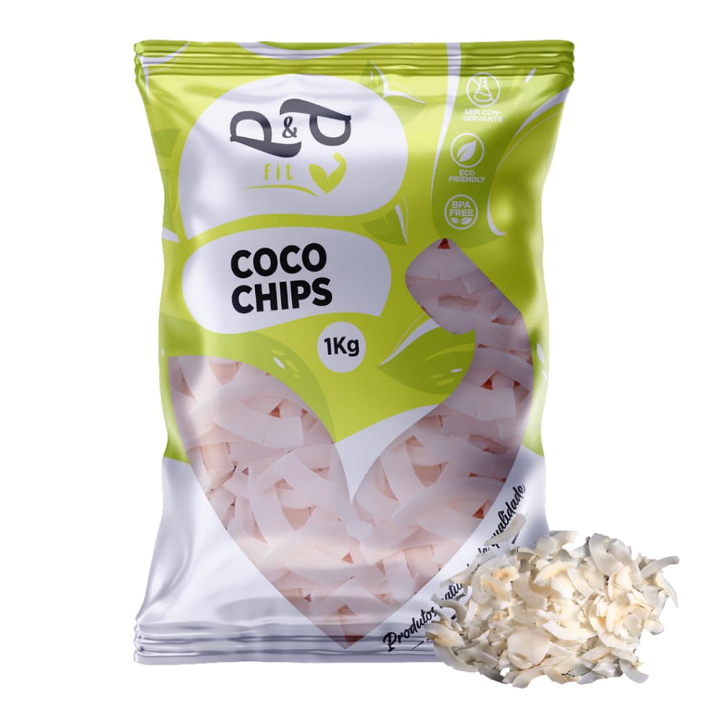 Raspas de Coco Chips Natural Sem Borda Qualidade Superior Snack Saudável